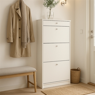 Mistral Skoskab – Hvid med Tre Store Skuffer